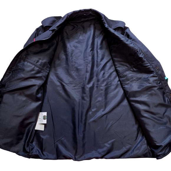 Vtg Royal Mail XL Thermal Logo Coat Navy Blue Workwear Jacket Mens ZipOff Sleeve - Picture 4 of 11